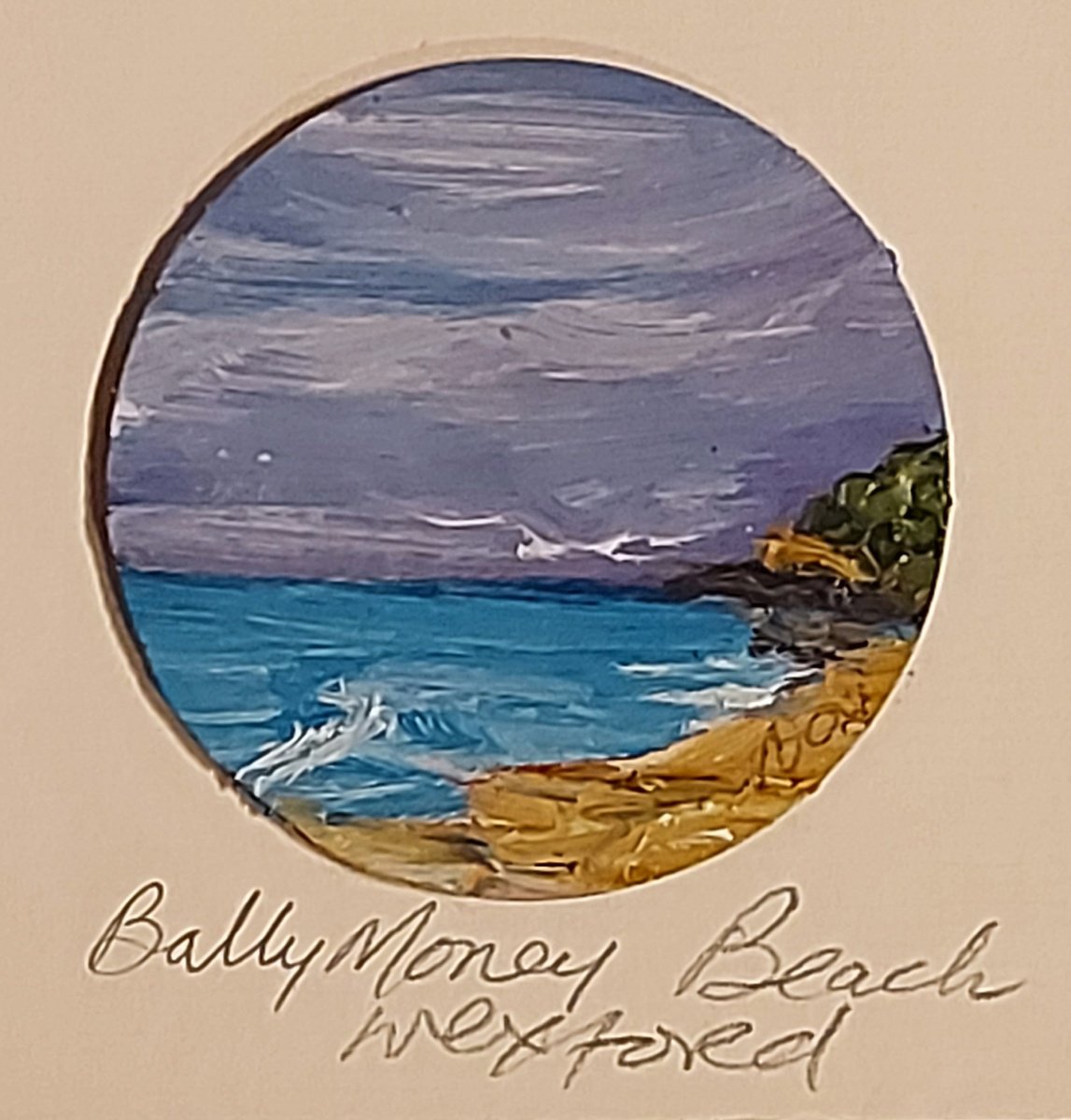 Twilight Ballymoney Beach - a mini painting by Niki Purcell - Irish Landscape Painting