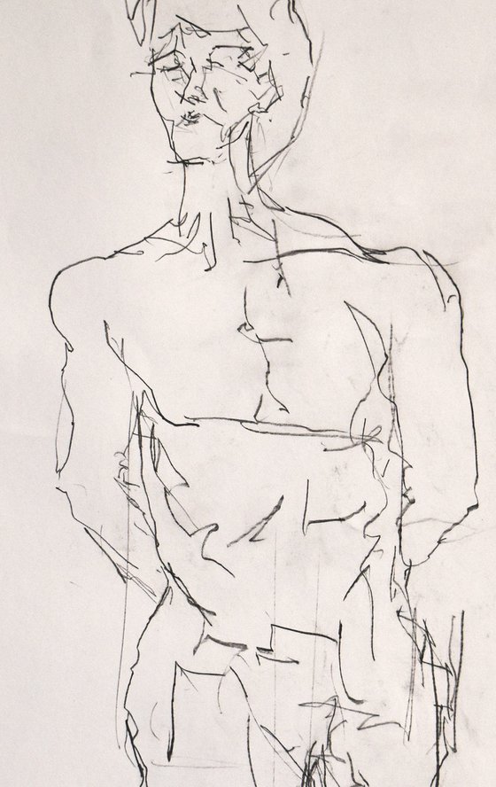 Study of a male Nude - Life Drawing No 461