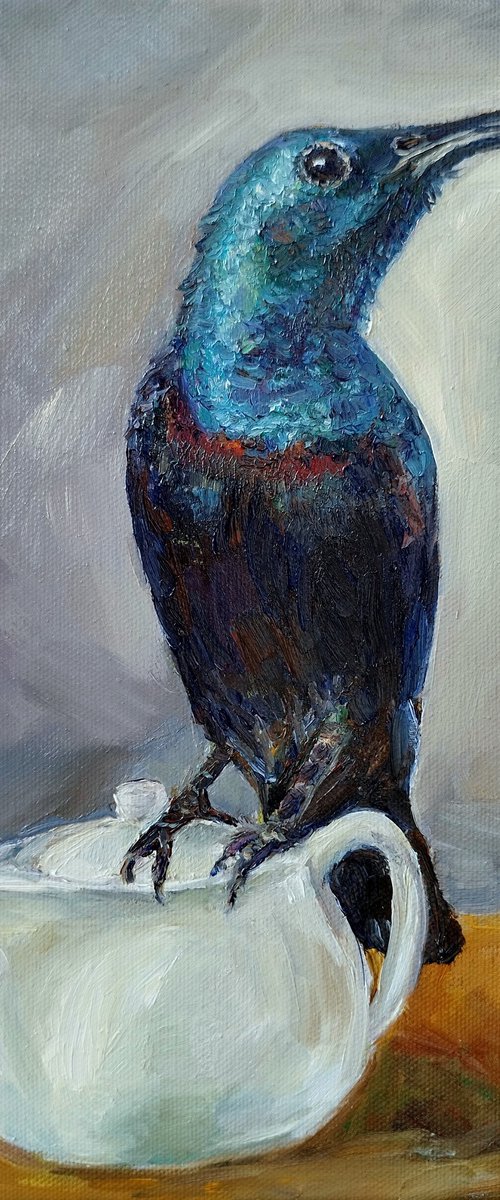 Blue Bird On A Teapot by Jura Kuba Art