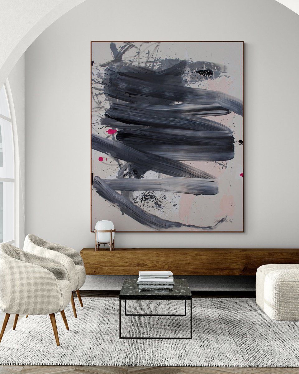 Expressive Abstract Painting By Daniela Schweinsberg, 63 X 79, You Can Feel It Coming, Original Artwork