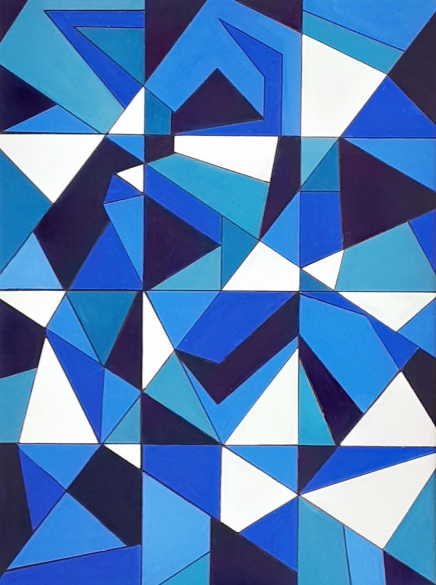 Geometric Abstract Painting By Paul Heron, 17 X 21", Geometric Abstraction V, Original Artwork