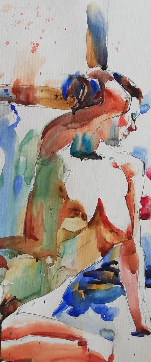 Nude with Sunflower by Jelena Djokic