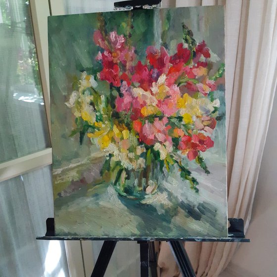 Bouquet of emotions. Original oil painting.