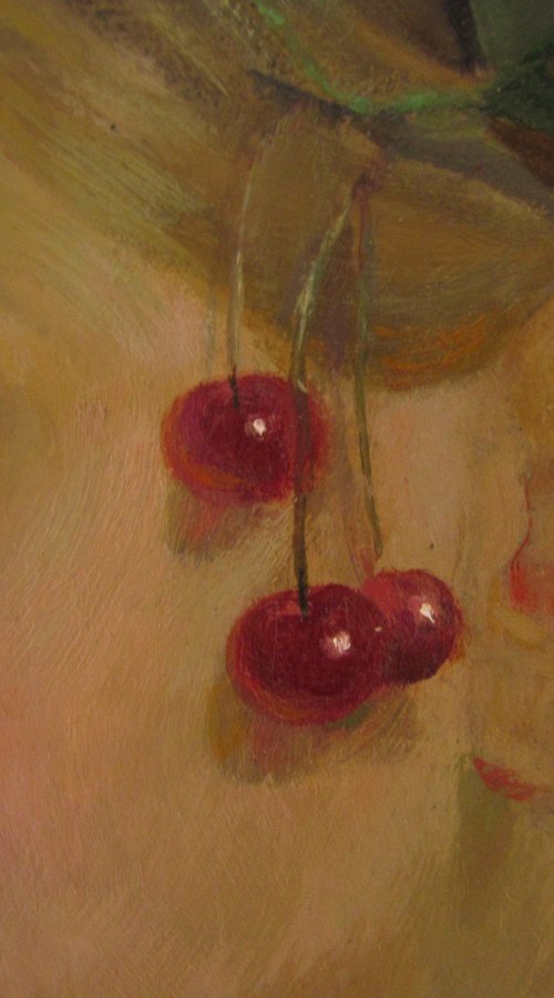 Girl with cherries by Viktoriia Pidvarchan