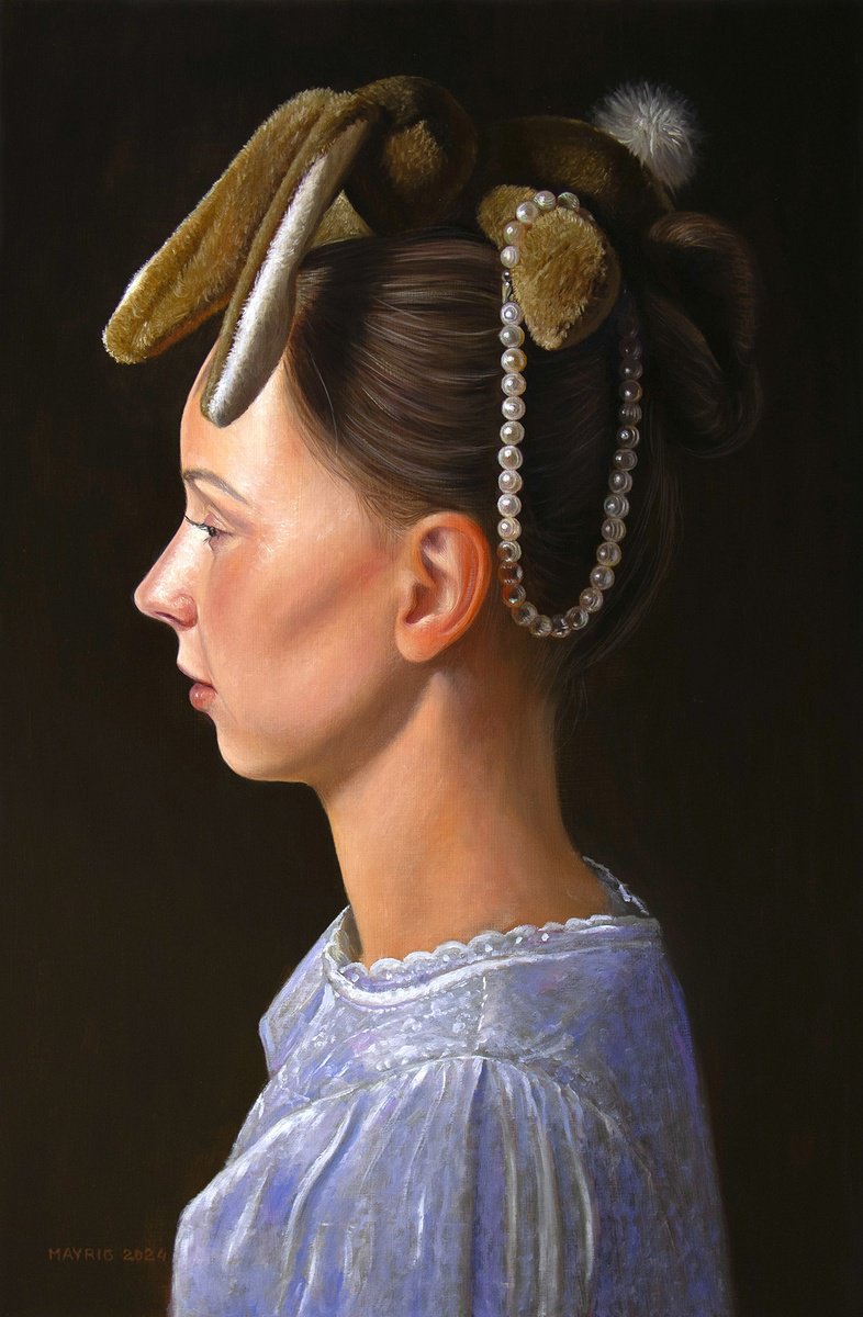 Photorealistic Portrait Oil Painting By Mayrig Simonjan, 16 X 24", Richly Decorated, Original Artwork