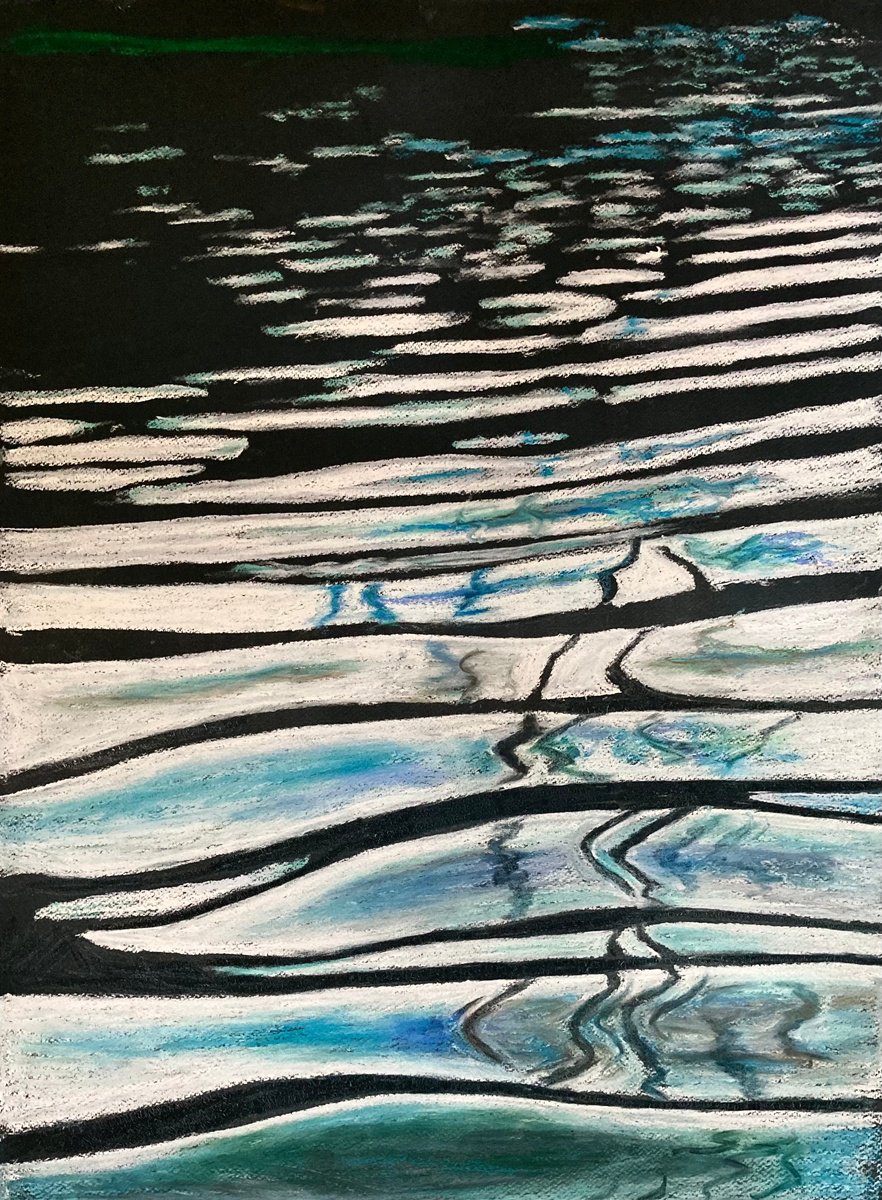 Impressionistic Landscape Pastel Drawing By John Cottee, 22 X 30, Disruption, Original Artwork