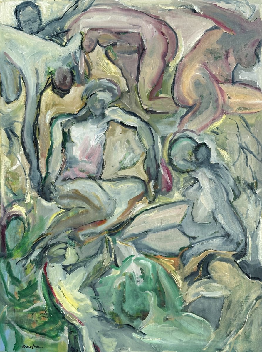 Expressive Abstract Oil Painting By Arun Prem, 30 X 40, Our Story, Original Artwork