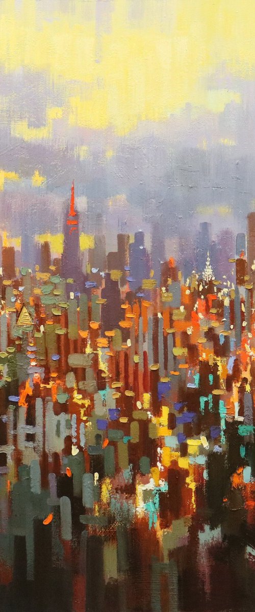 New York Toward Sunset by Chin H Shin