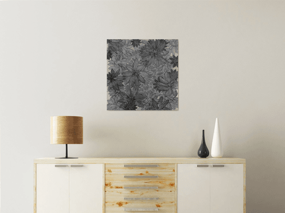 Abstract Black and white flowers CZ19015