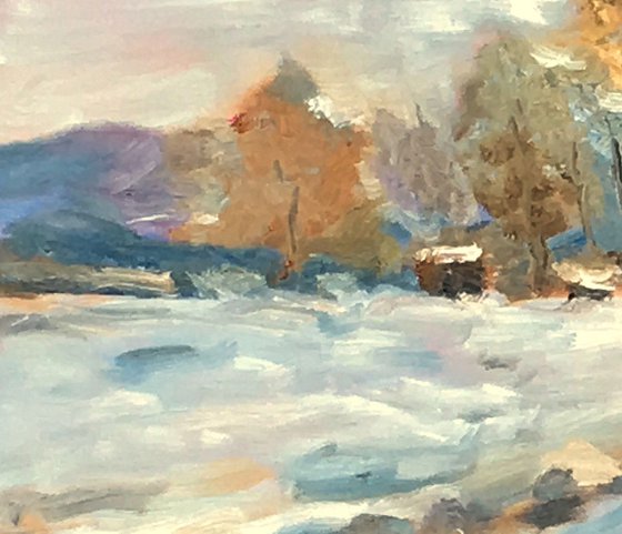 A winter walk! An original oil painting on board! Lovely gift!