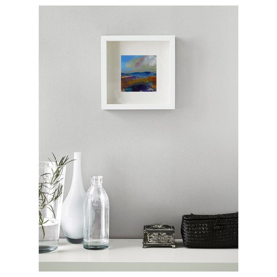 Framed, small abstract painting, FREE delivery; Composition 3  -