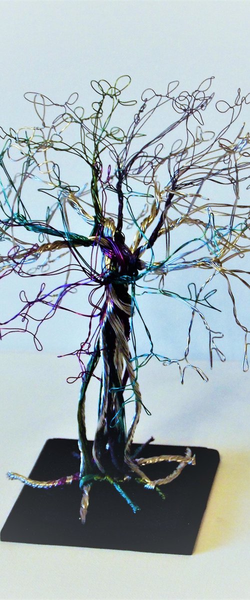 Multi-coloured wire tree by Steph Morgan