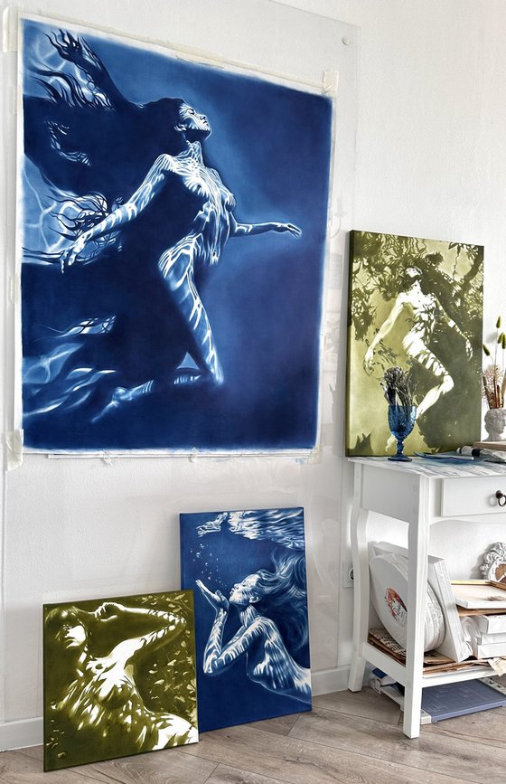 Carrying the Light – Deep Blue Water Nude