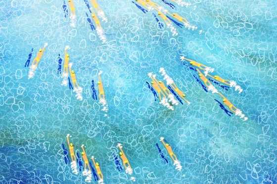 Swimmers 514 Swim with Vicky Anna Kim Adriana Stefanie Paola Manuela Olga Andy Painting by Ruben Abstract