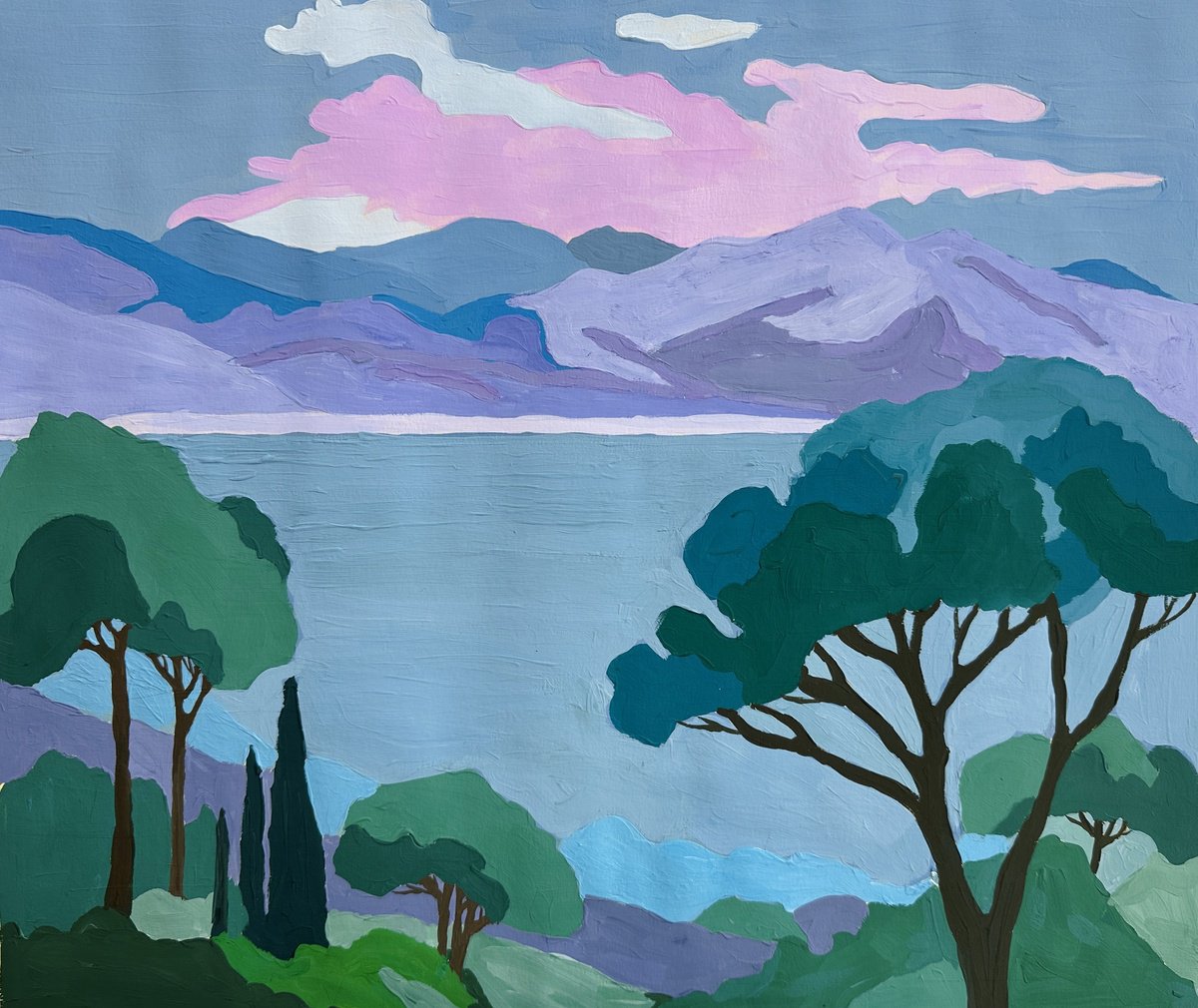 Impressionistic Painting , Landscape With Trees By Irina Anis, 18 X 15, Artwork For Sale On Artfinder