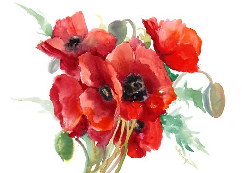 Red Poppy Flowers by Suren Nersisyan