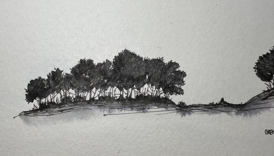 Winter Trees in Pen and Ink - Traditional English Landscape