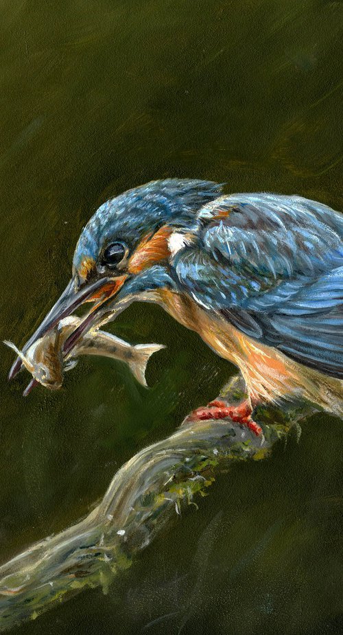 Kingfisher and fish by Una Hurst