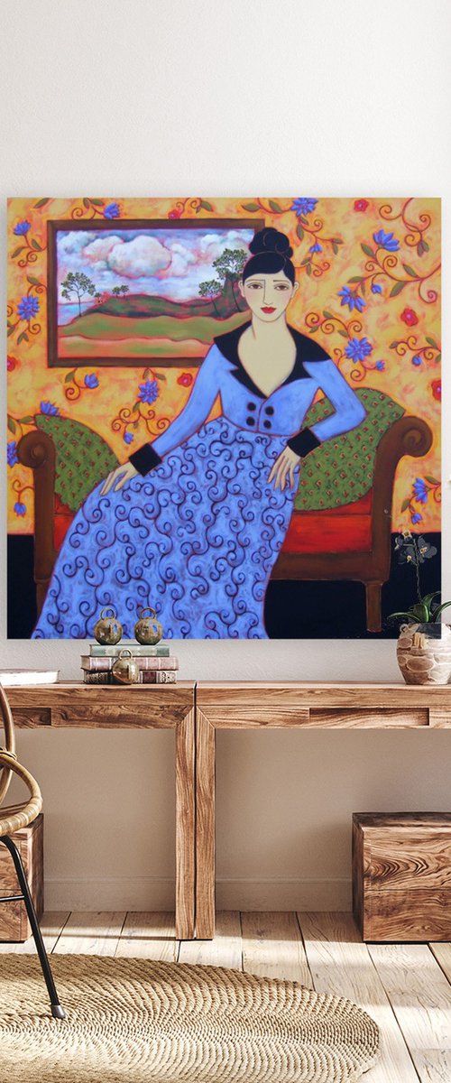 Woman with Azure Gown by Karen Rieger