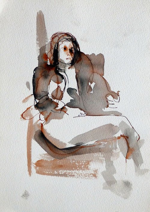 Seated Model 13, 21x30 cm by Frederic Belaubre