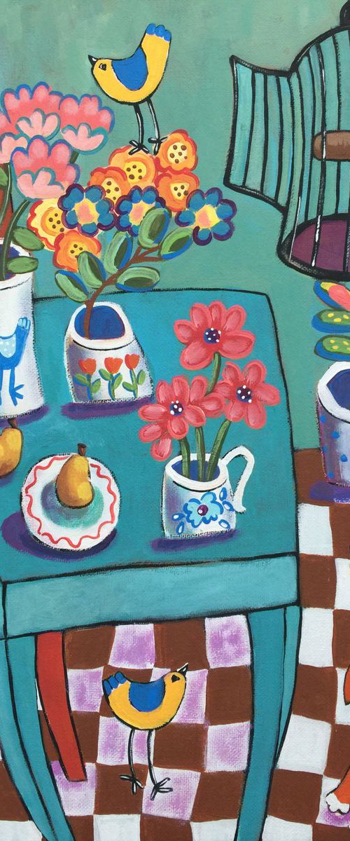 "Interior with Stray Cat" by Holly Wojahn