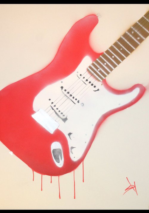 Bleeding guitar (on plain paper). by Juan Sly