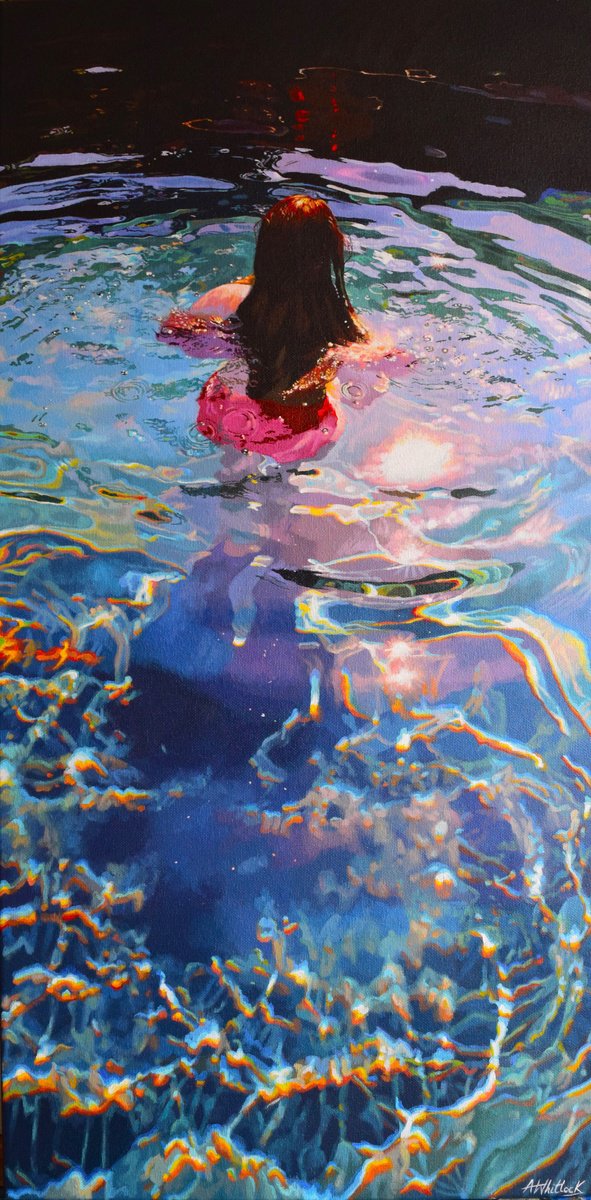 Lone Star - Swimming Painting by Abi Whitlock