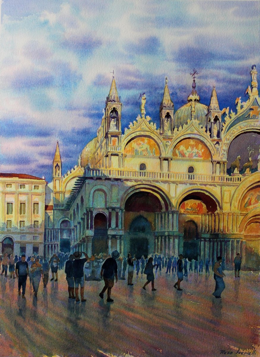 Watercolour , Venezia, Piazza San Marco By Revaz Tcheishvili, 20 X 28, Artwork For Sale On Artfinder