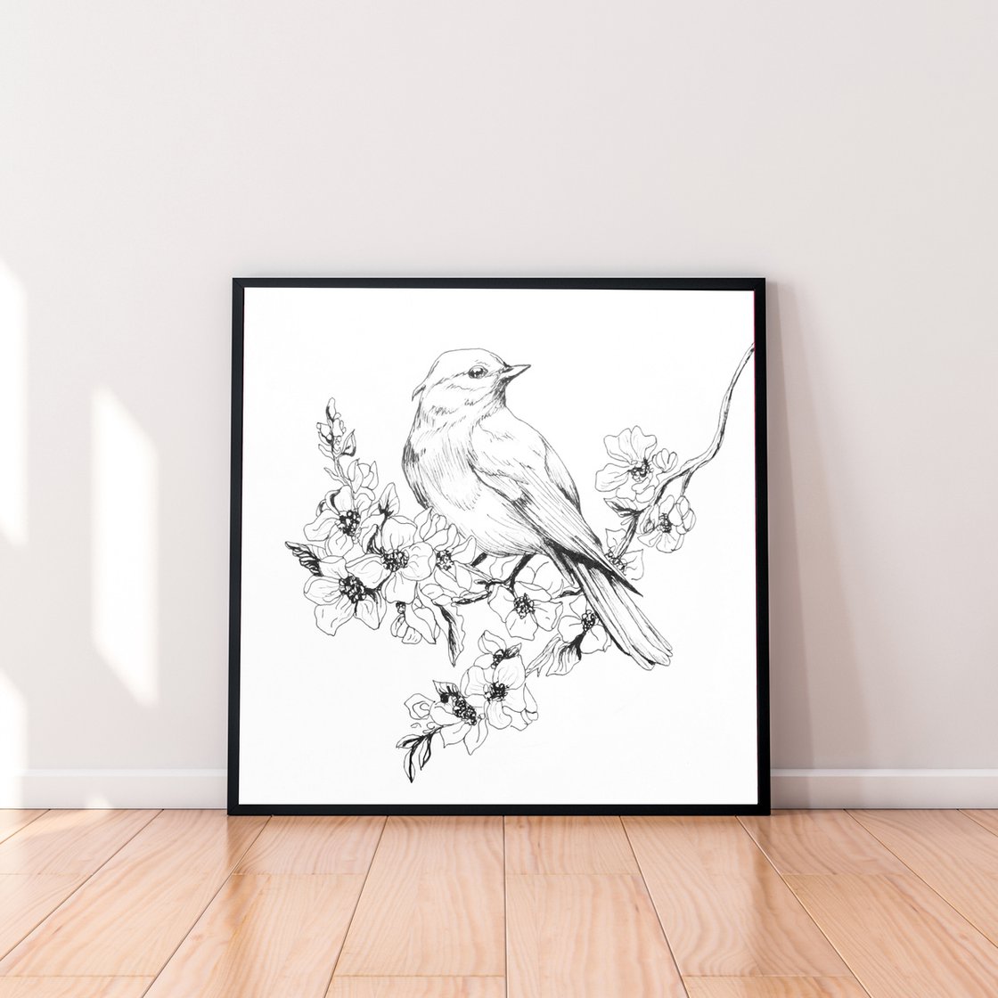 Spring Bird Ink drawing: Aneta Gajos | Artfinder