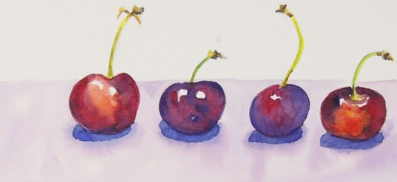 Cherries in a line