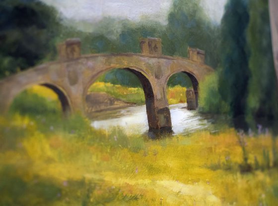 Sculpture Park Yorkshire Dam Head Bridge impressionist landscape painting