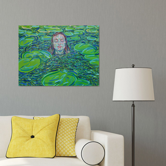 A girl with water lilies