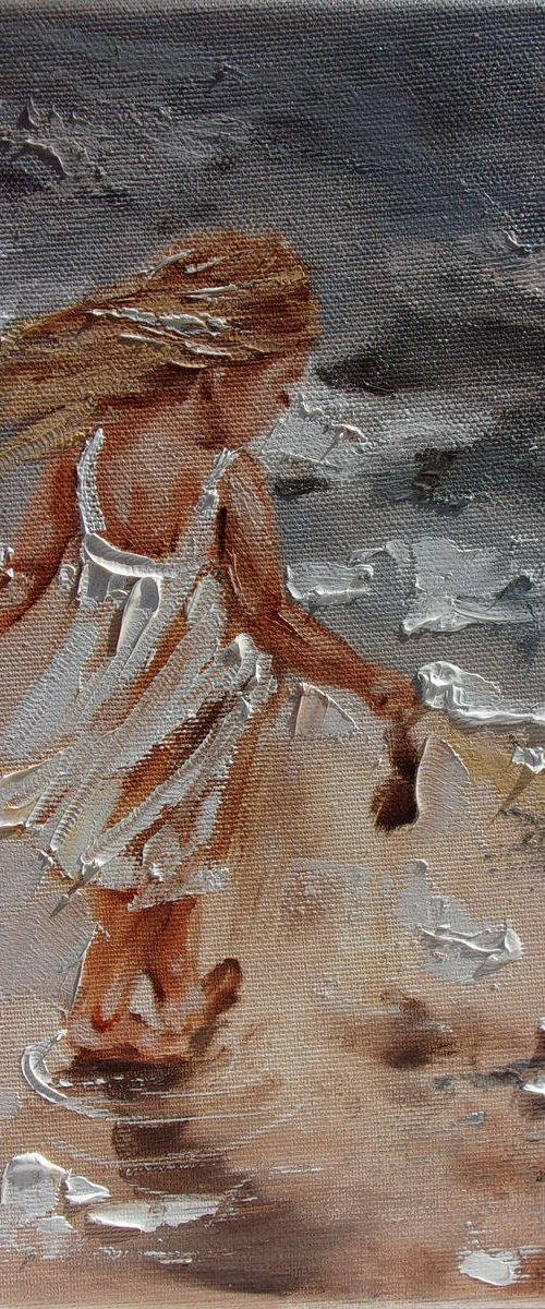 COMMISSION FOR KYLA SEA original painting palette knife GIFT ANGEL MODERN URBAN ART OFFICE ART DECOR HOME DECOR GIFT IDEA by Monika Luniak