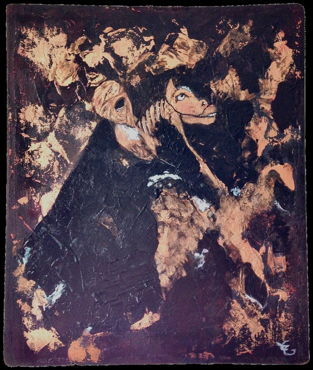 Expressive Portrait Acrylic Painting By Eleanor Gabriel, 8 X 9, Desert Horseman, Original Artwork