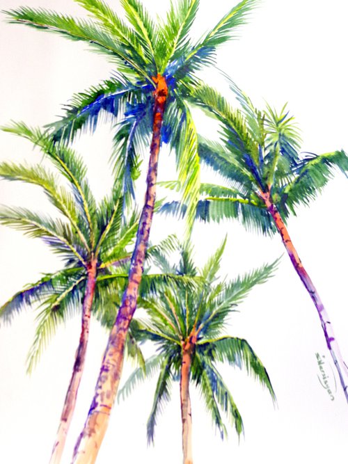 Coconut Palm Trees from the Beach by Suren Nersisyan