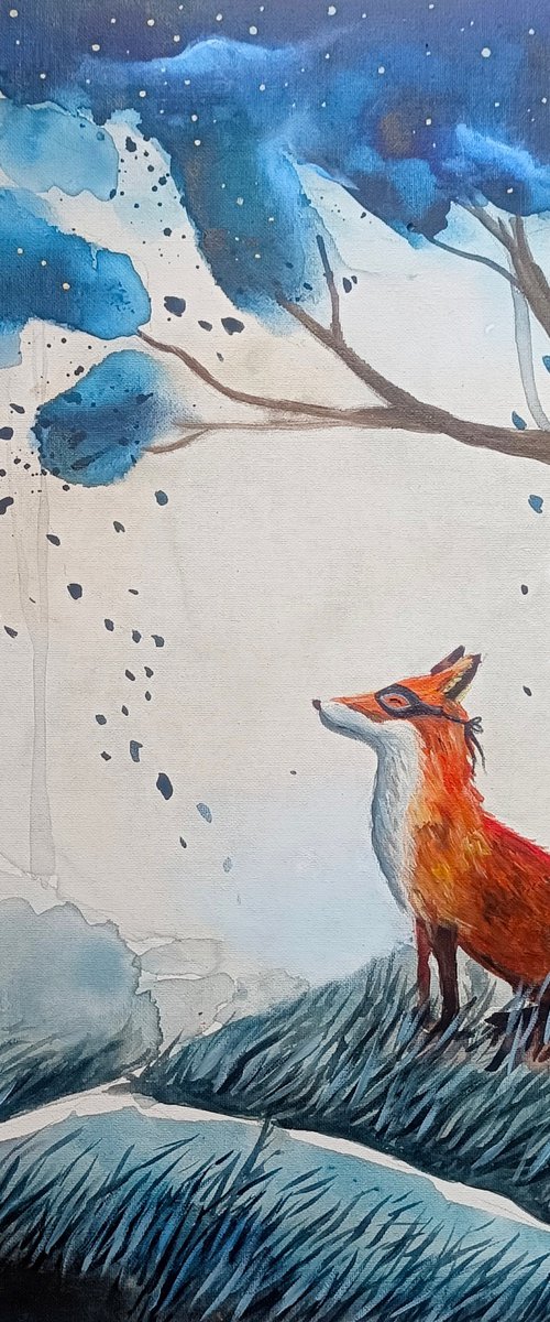 Fox In The Blue Forest by Evgenia Smirnova