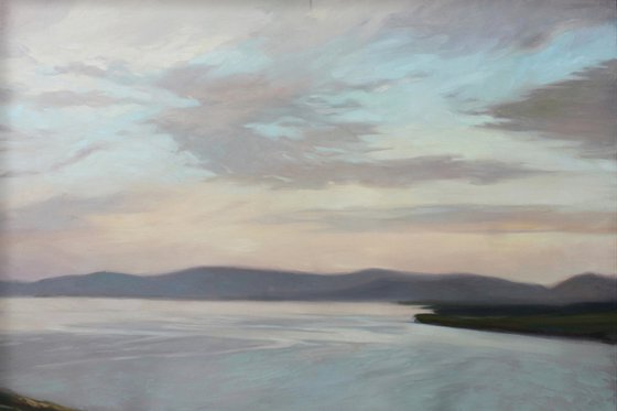 "Sea Surface" Grey beige sea oil art