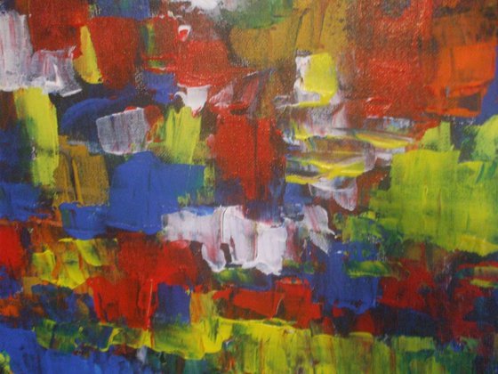 Mixed feelings - large abstract, red, yellow, blue -