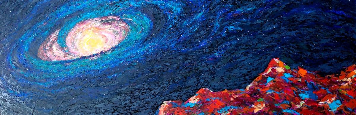 Expressive Landscape Oil Painting By Van Lanigh, 47 X 16", See You In The Space, Original Artwork