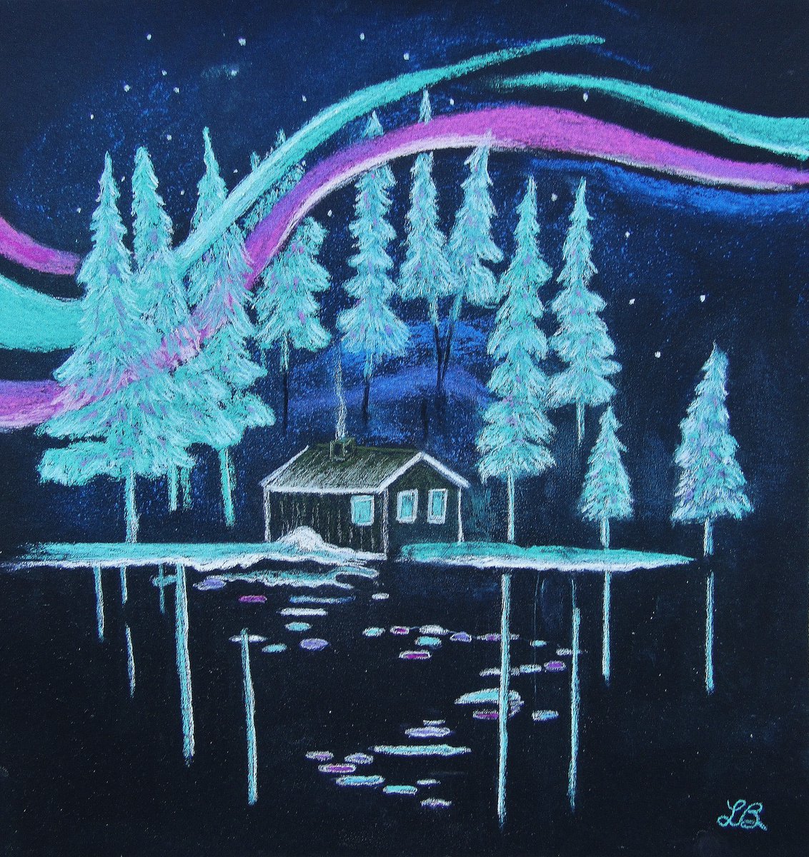 Surreal Cabin in the Woods by Linda Burnett
