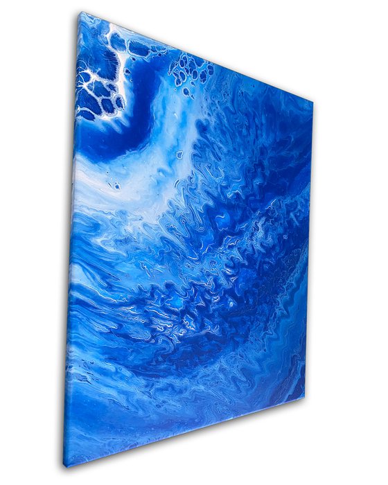 "Blue Division" - Original Abstract PMS Fluid Acrylic Painting - 16 x 20 inches