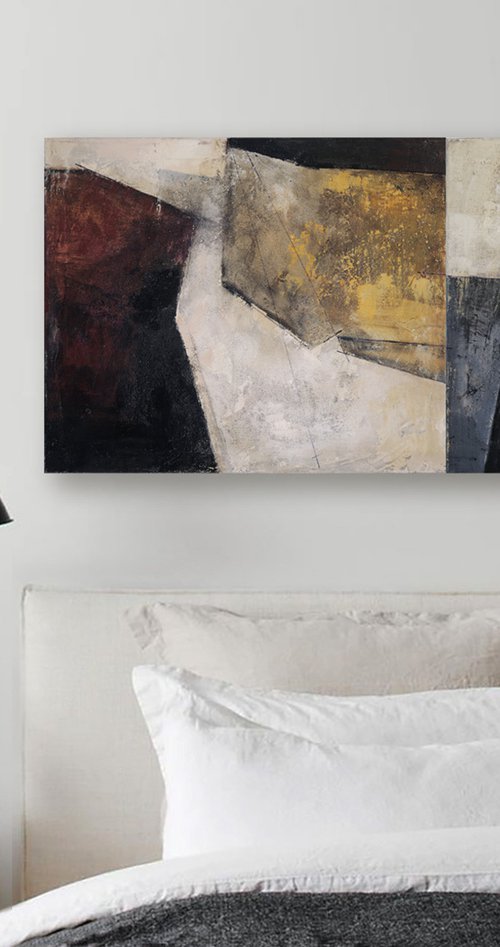 Abstract Diptych 48x20" 121x50 cm Contemporary Art by Bo Kravchenko by Bo Kravchenko