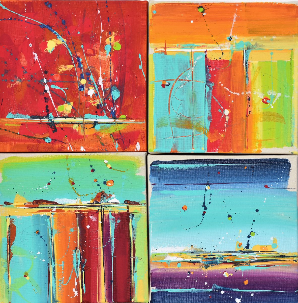Abstract Painting By Cynthia Ligeros, 16 X 16, All In One Brilliant Day, Original Artwork