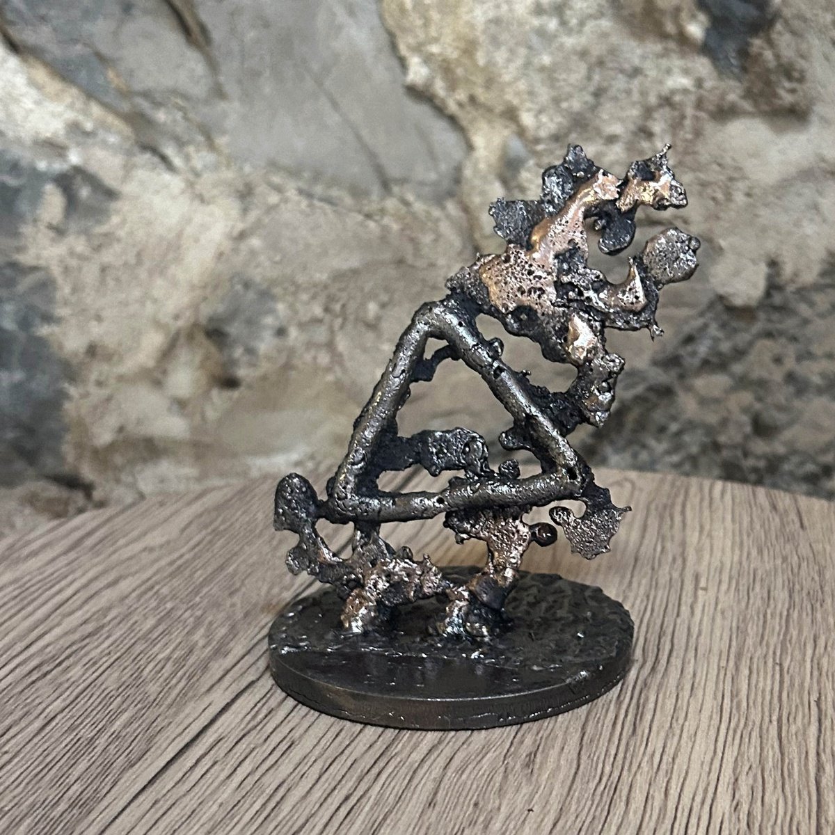 Organic Still Life Sculpture By Philippe Buil, 4 X 4", Symbol Of Fire 17-25, Original Artwork