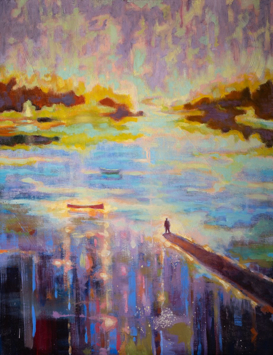 Impressionistic Landscape Oil Painting By Ron Cooper, 28 X 36", Like A Fire That Consumes All, Original Artwork