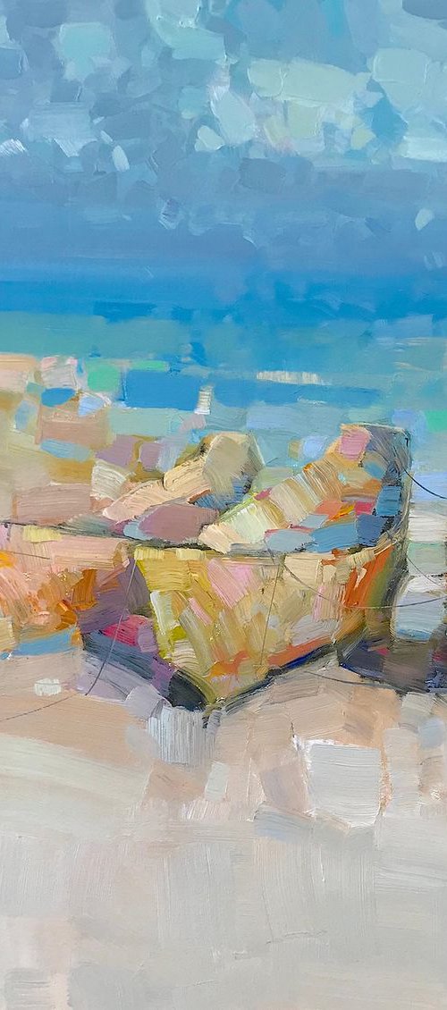 Rowboats, Original oil painting, Handmade artwork, One of a kind by Vahe Yeremyan