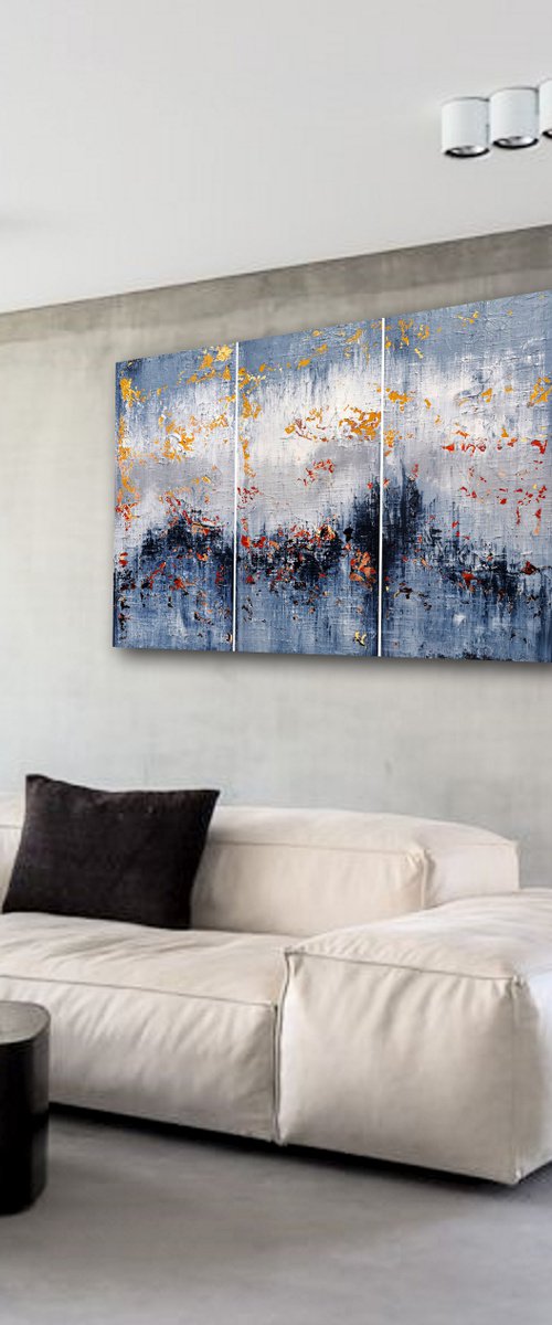 150x100cm. / Abstract triptych / Abstract 2118 by Alex Senchenko