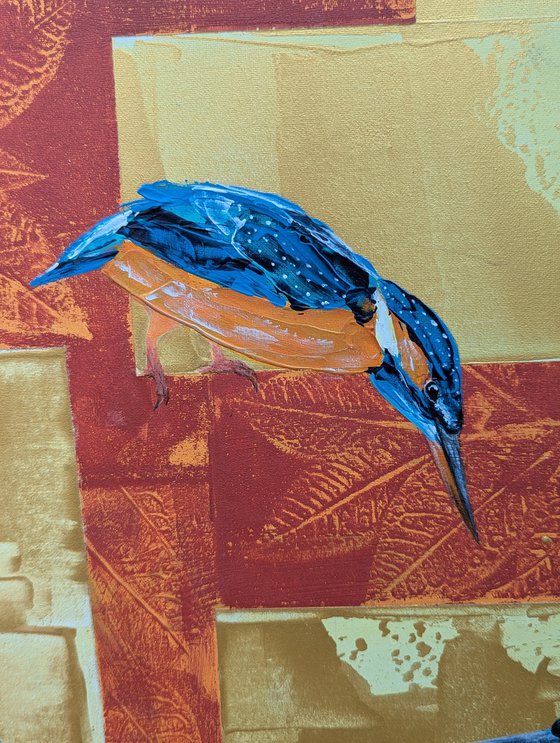 Seven kingfishers in acrylic