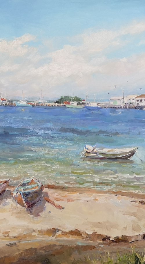 Moored by the beach, (18x24x1.5'') by Alexander Koltakov