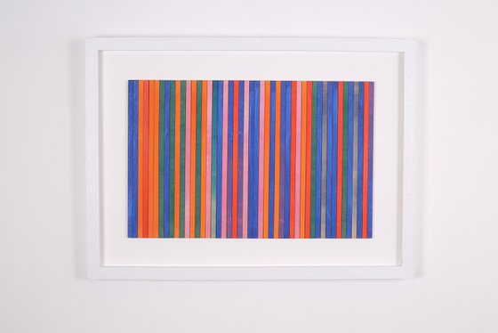 Bright Blue and Orange Fine Stripe Panel